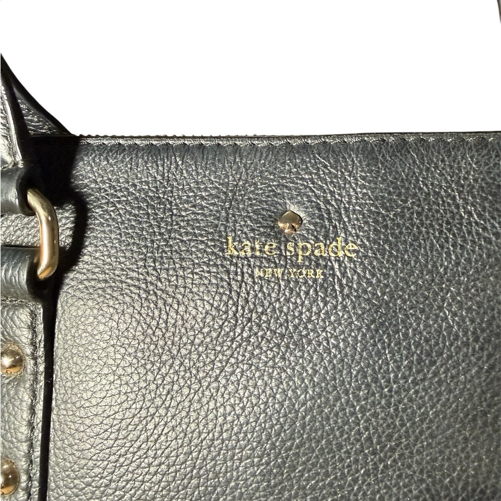 Kate Spade Larchmont Avenue Small Penny Black Pebbled Leather Satchel Crossbody - Picture 2 of 8